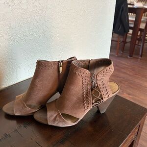 Vince Camuto Brown Peep-Toe Heeled Boots